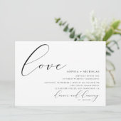 Liefde. Zwarte en witte elegante kalligrafie bruil Kaart (Staand voorkant)