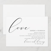 Liefde. Zwarte en witte elegante kalligrafie bruil Kaart (Voorkant / Achterkant)