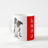 Liefde zwarte en witte rand Collie Puppy Dog Mok (Voorkant links)