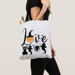 Liefde Zwarte en Witte Stippen Halloween Tote Bag