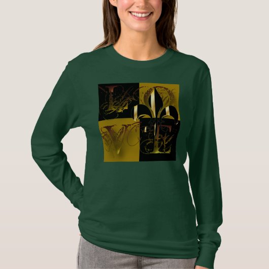 Liefde zwarte goud, Fleur de Lis, aanpasbare tekst T-shirt (Voorkant)