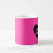 "Liefde" Zwarte hart op fuchsia roze Koffiemok (Center)