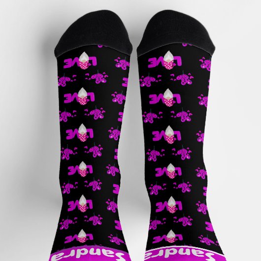 Liefde zwarte roze Paarse hartballonnen Sokken (Top)