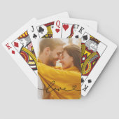Liefde Zwarte Script Hart Aangepaste Foto Pokerkaarten (Achterkant)
