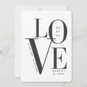Liefde zwarte witte moderne typografie bruiloft 1 save the date (Voorkant)