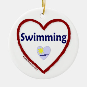 Liefde zwemmen keramisch ornament