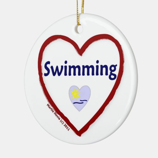 Liefde zwemmen keramisch ornament (Links)