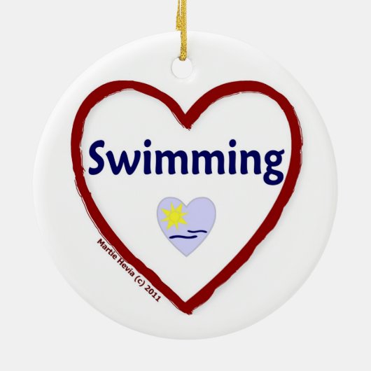 Liefde zwemmen keramisch ornament (Achterkant)