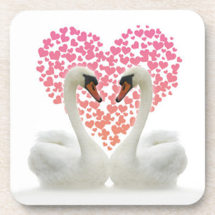 Liefde zwemmen met roze harten bier onderzetter