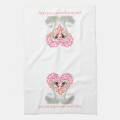 Liefde zwemmen met roze harten theedoek (Verticaal)