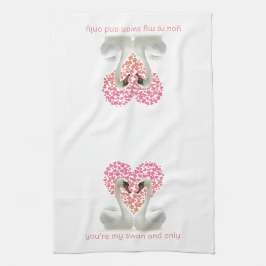 Liefde zwemmen met roze harten theedoek (Verticaal)