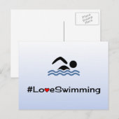 Liefde-zwempictogram bleek blauw briefkaart (Voorkant / Achterkant)