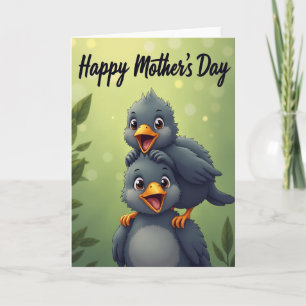 Liefdekaart met charmante vogel familie kaart
