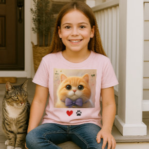 Liefdekatten Cute Kat Roze Meisjes T-Shirt