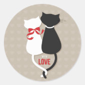 Liefdekatten – Cute Romantische Kattenkoppelontwer Ronde Sticker (Voorkant)