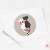 Liefdekatten – Cute Romantische Kattenkoppelontwer Ronde Sticker (Envelop)