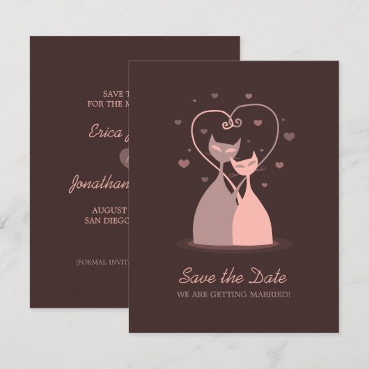 Liefdekatten - Save the Date-aankondiging Save The Date (Voorkant / Achterkant)