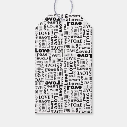 Liefdepatroon met zwarte letters cadeaulabel (Voorkant)