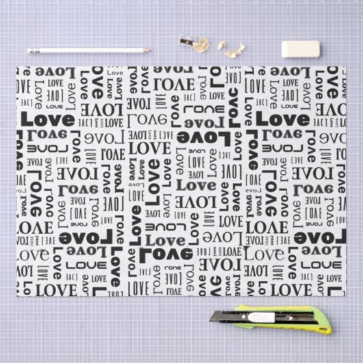 Liefdepatroon met zwarte letters tissuepapier (Craft)