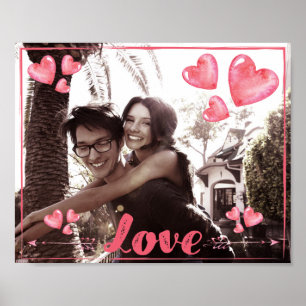 Liefdeposter met harten Voeg uw foto toe Mat 10x8 Poster
