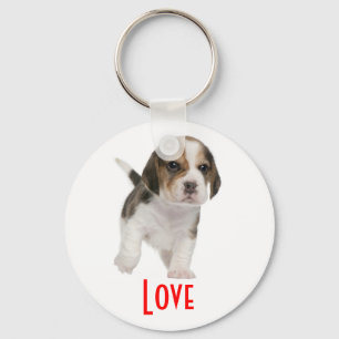 Liefdes Beagle Puppie Hond Aangepaste Sleutelhange Sleutelhanger