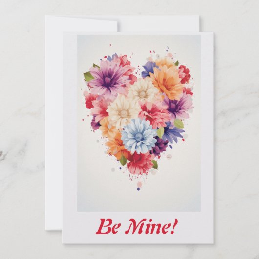 Liefdes Bloem Regenboog Hart 4 Persoonlijk Feestdagenkaart (Voorkant)