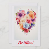 Liefdes Bloem Regenboog Hart 4 Persoonlijk Feestdagenkaart (Voorkant / Achterkant)