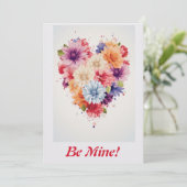 Liefdes Bloem Regenboog Hart 4 Persoonlijk Feestdagenkaart (Staand voorkant)