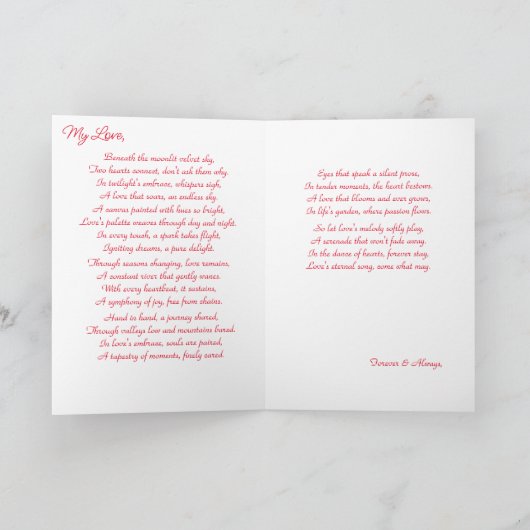 Liefde's Eeuwige Song-Valentijnsdag Kaart (Binnen)