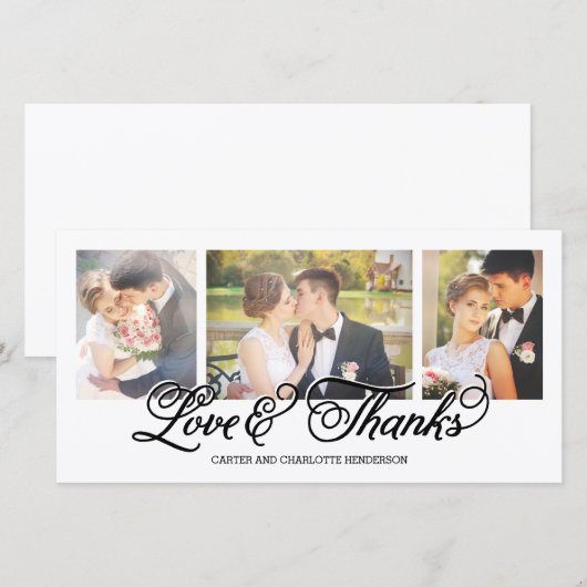 Liefdes en Bedankt Black Script 3-Foto (Voorkant / Achterkant)