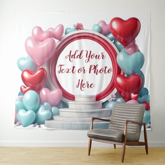 Liefdes Hart Ballonboog Achtergrond Wandkleed (In Situ (horizontaal))