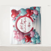 Liefdes Hart Ballonboog Achtergrond Wandkleed (Voorkant)