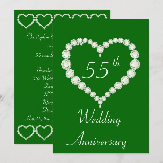 Liefdes Hart Diamant Smaragd Jubileum Kaart (Voorkant / Achterkant)