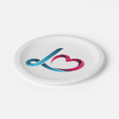 Liefdes Hart Script Papieren Borden - Elegant Rode Bordje (Gekanteld)