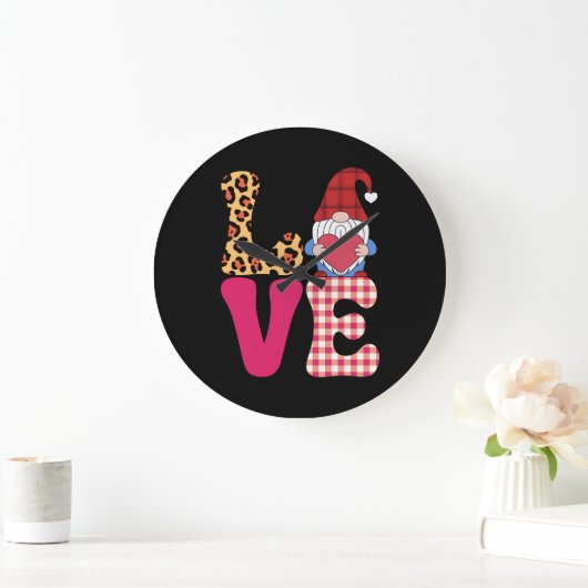 Liefdes Kabouter Valentijnsdag Rood Buffalo Geruit Grote Klok (Huis)