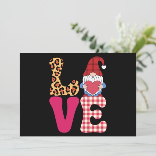 Liefdes Kabouter Valentijnsdag Rood Buffalo Geruit Kaart (Staand voorkant)