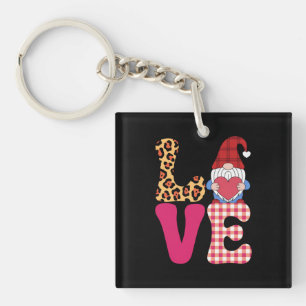 Liefdes Kabouter Valentijnsdag Rood Buffalo Geruit Sleutelhanger