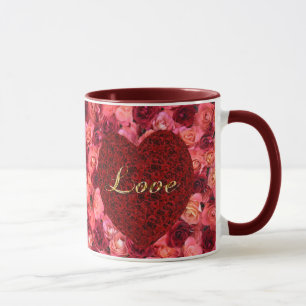Liefdes-/Valentijns mok met rozen.