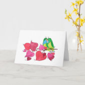 Liefdes Vogels, "Gelukgewenst" Kaart (Gele Bloem)