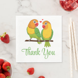 Liefdes vogels Groen Liefdes vogels Dank je Trouwd Servet