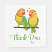 Liefdes vogels Groen Liefdes vogels Dank je Trouwd Servet (Voorkant)