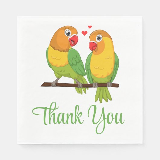Liefdes vogels Groen Liefdes vogels Dank je Trouwd Servet (Voorkant)
