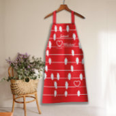 Liefdes vogels hart rood & wit schort