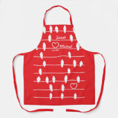 Liefdes vogels hart rood & witte schort (Voorkant)