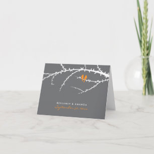 Liefdes Vogels Op Maat Gemaakte Dankkaart (oranje) Bedankkaart