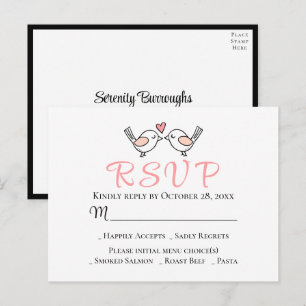 Liefdes vogels Roze Liefdes vogels Zwart Bruiloft Briefkaart