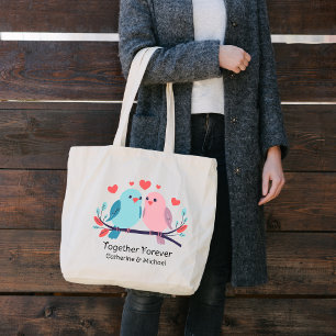 Liefdes Vogels Samen Voor Altijd Valentijnsdag Tro Grote Tote Bag