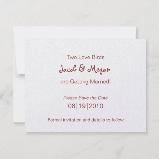 Liefdes Vogels Save the Date Uitnodiging (Achterkant)