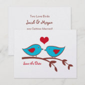 Liefdes Vogels Save the Date Uitnodiging (Voorkant / Achterkant)