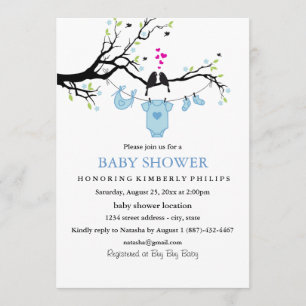 Liefdes Vogels Uitnodiging Jongens Baby Shower